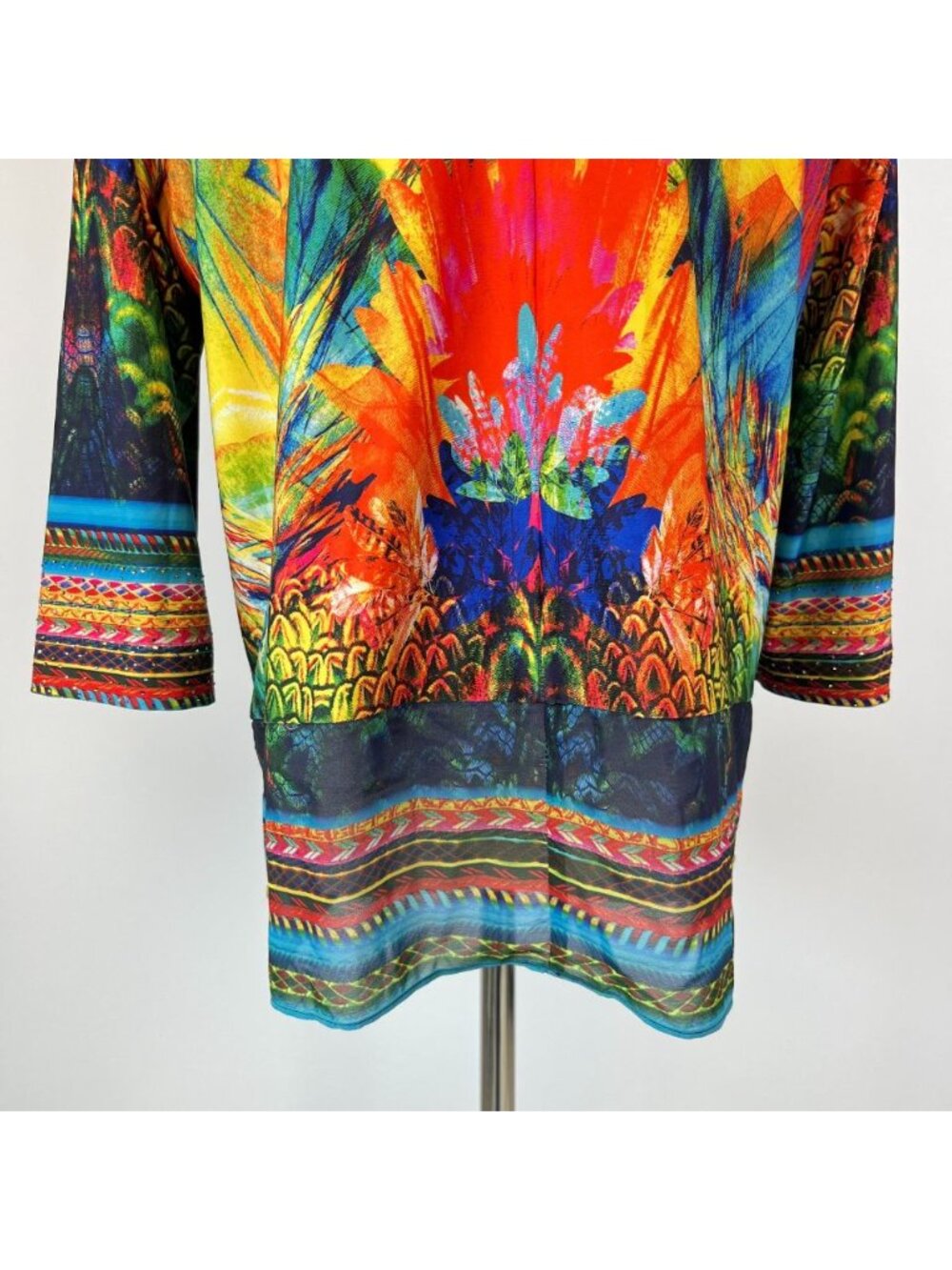 NWOT Ali Miles Floral Multicolor Rhinestone Women’s Open Front Cardigan Size PM - Picture 8 of 14